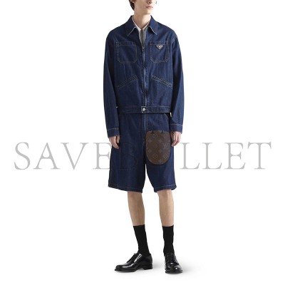 PRADA LOGO-APPLIQUÉ DENIM JACKET 